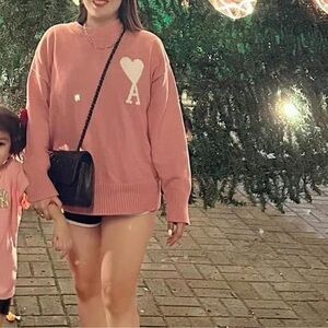 Pink Heart 'A' Knit Sweater